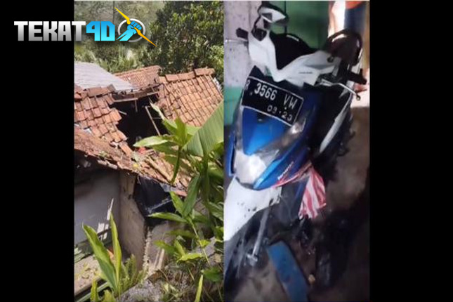 Nahas, Pemudik Motor Ini Terjang Atap Rumah Warga Hingga Tembus ke Dapur