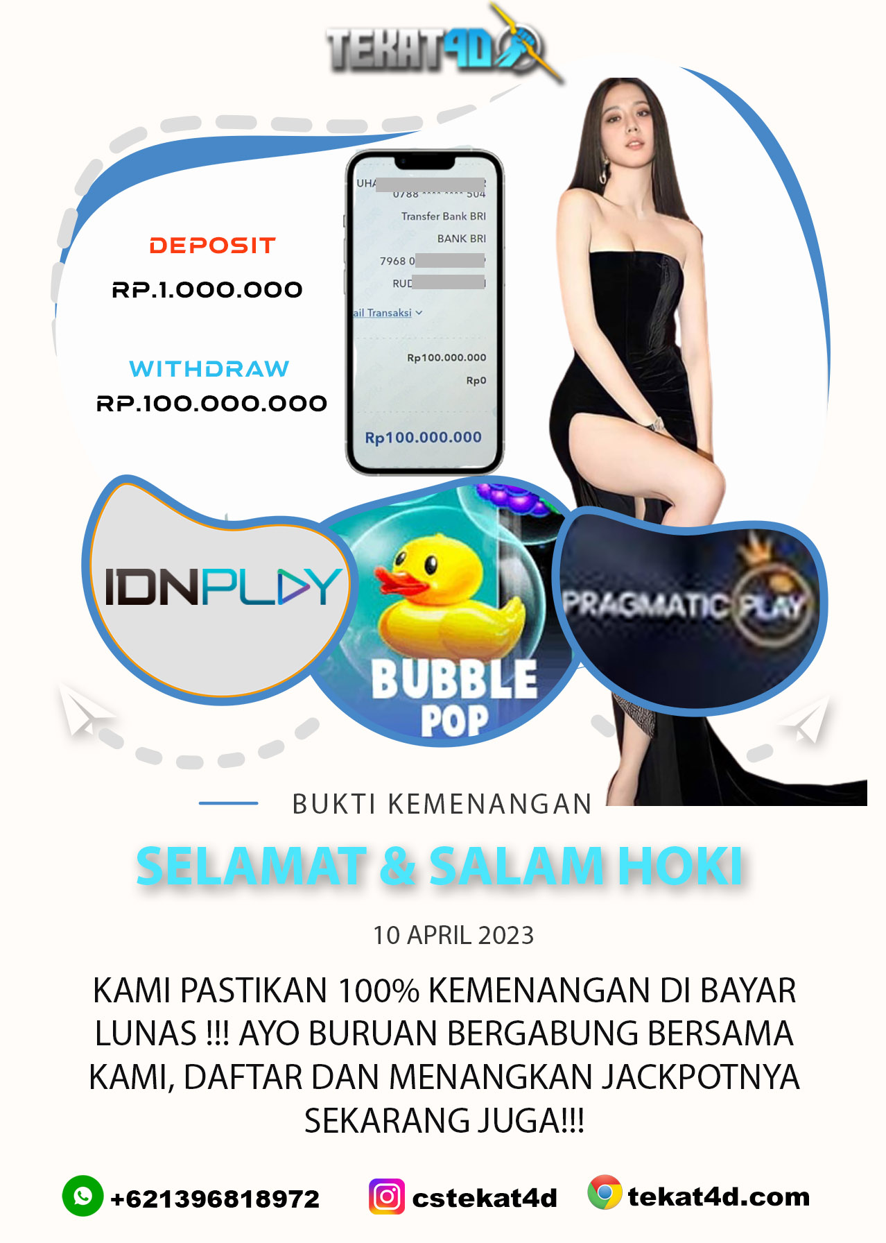 BUKTI KEMENANGAN PRAGMATIC BUBBLE POP 10 APRIL 2023