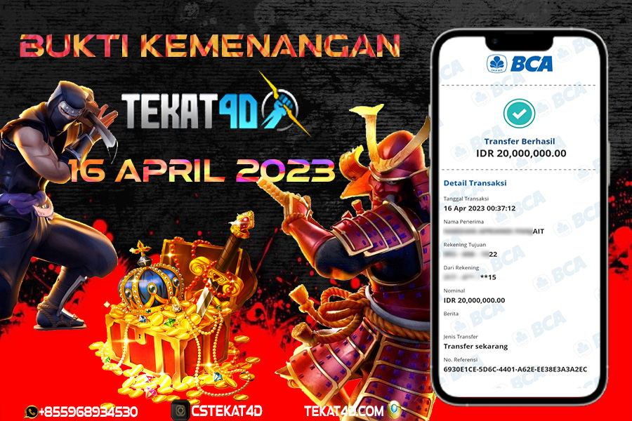 BUKTI KEMENANGAN GACOR 16 APRIL 2023