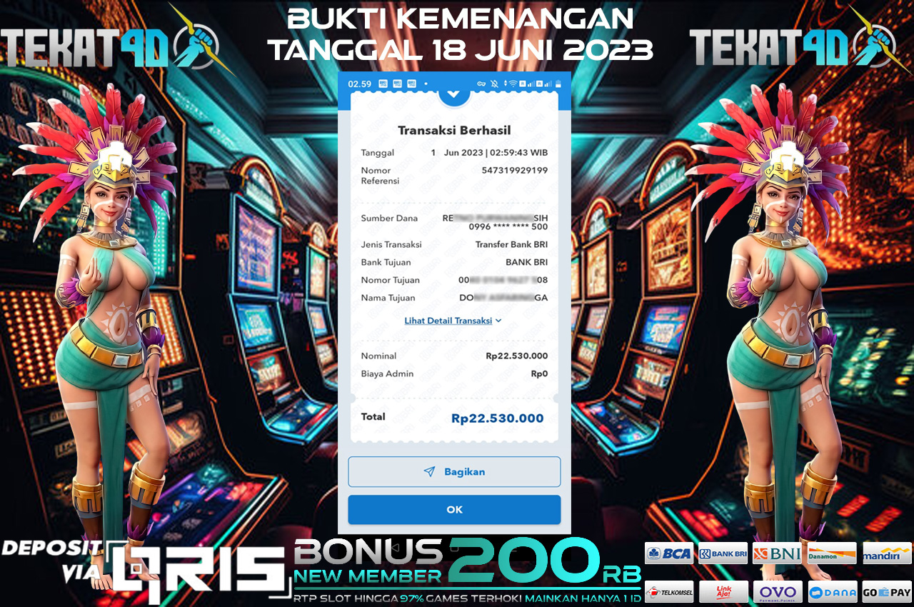 BUKTI KEMENANGAN MEMBER SETIA TEKAT4D 18 JUNI 2023