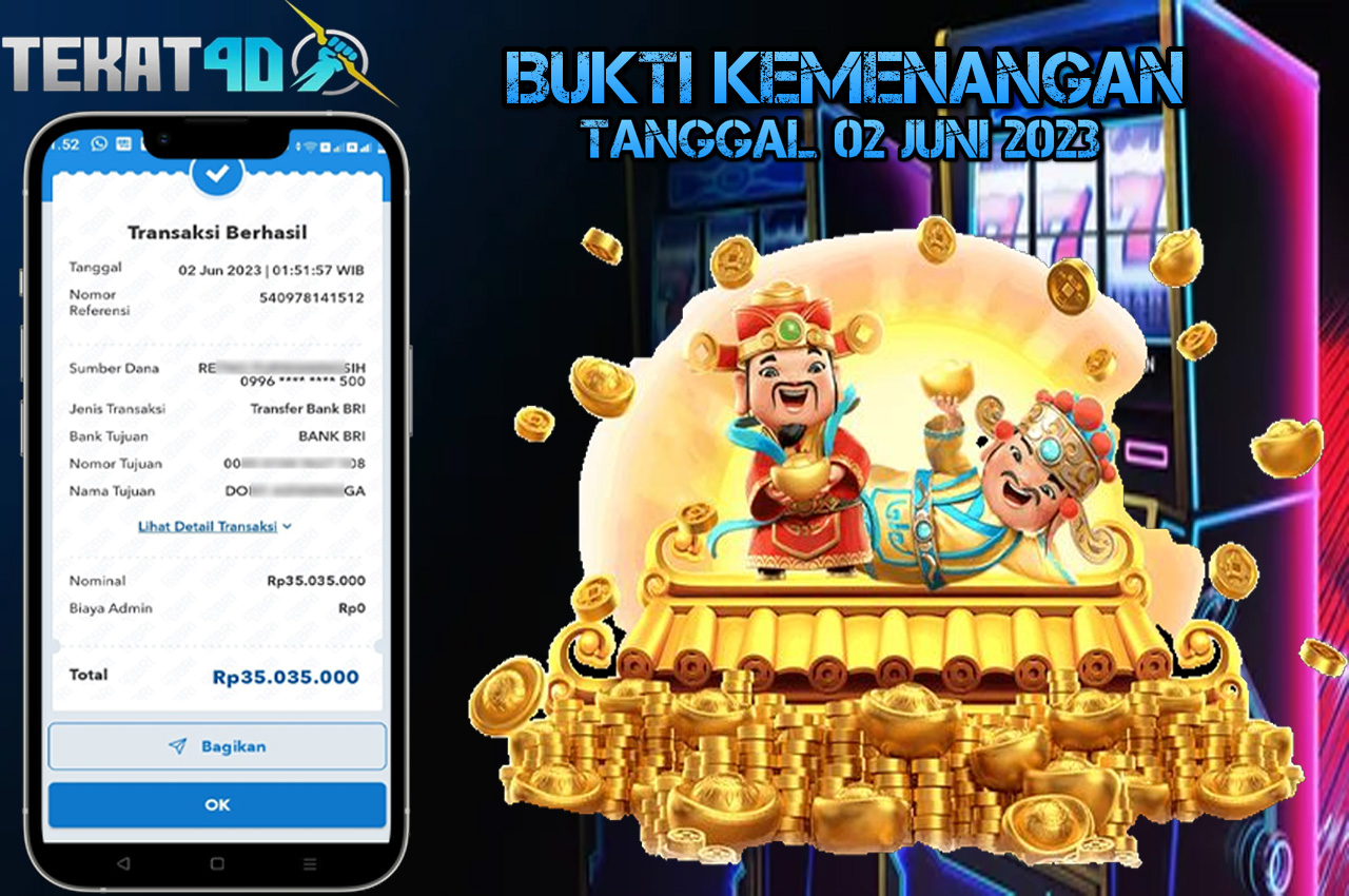 BUKTI KEMENANGAN SLOT GACOR 02 JUNI 2023