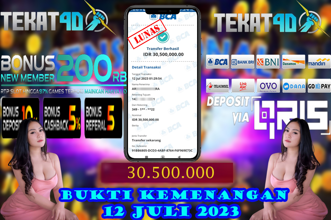 BUKTI KEMENANGAN MEMBER SETIA TEKAT4D 12 JULI 2023