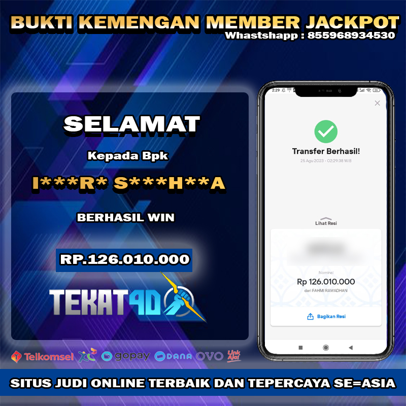 BUKTI KEMENANGAN MEMBER SETIA TEKAT4D 25 AGUSTUS 2023