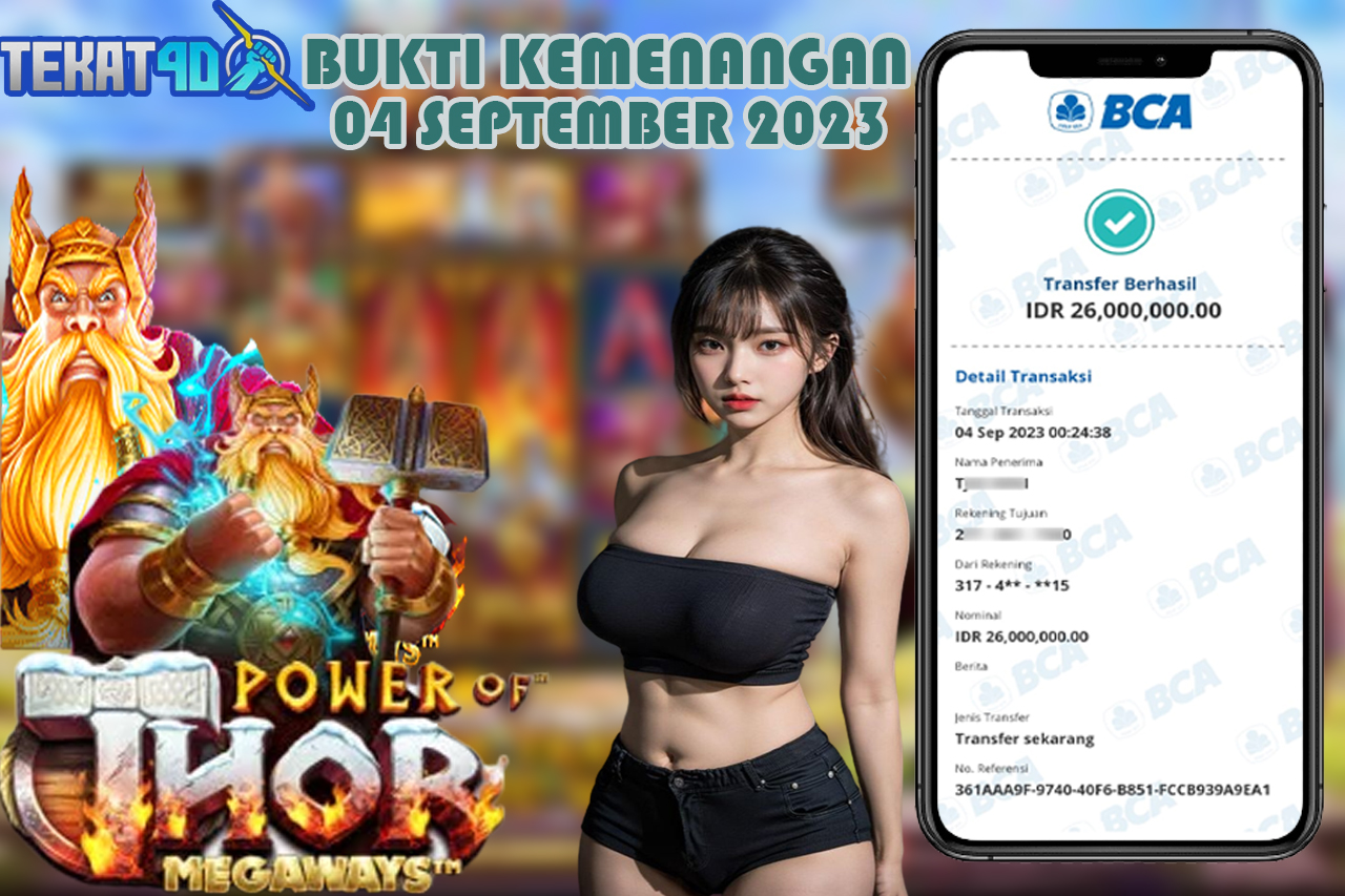 BUKTI KEMENANGAN MEMBER SETIA TEKAT4D 04 SEPTEMBER 2023