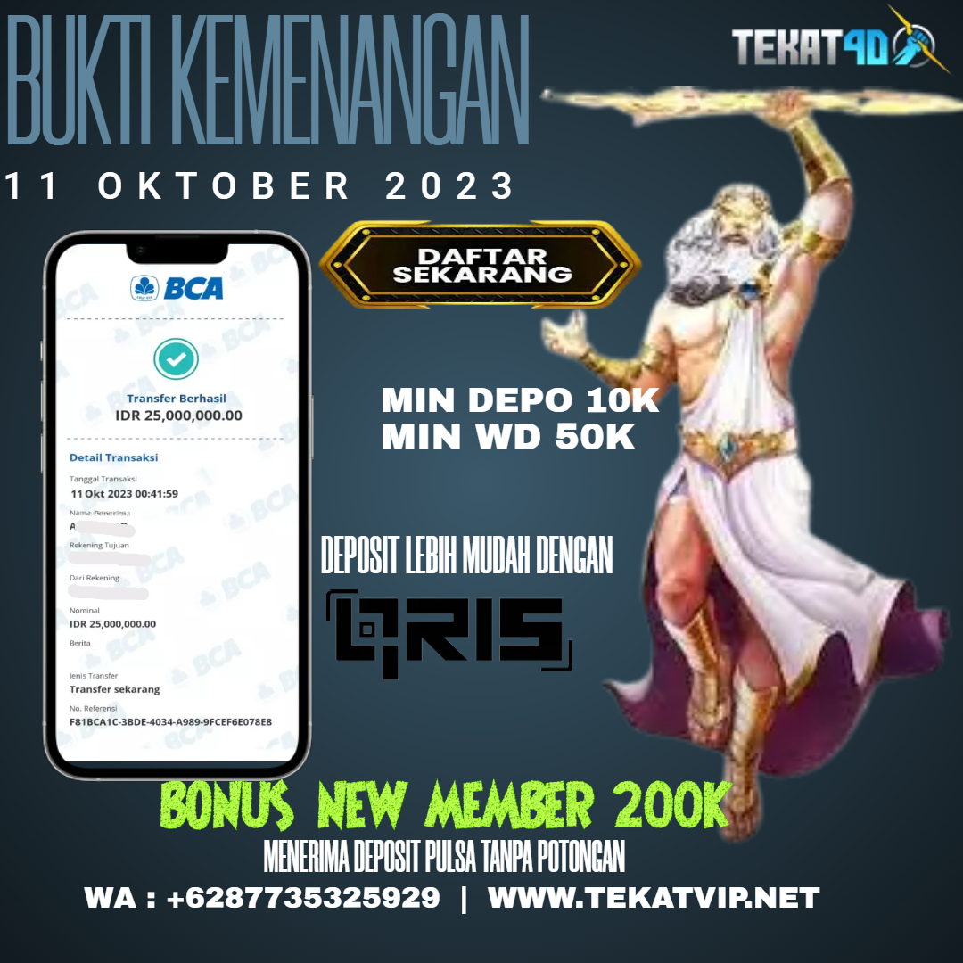 BUKTI KEMENANGAN TEKAT4D 11 OKTOBER 2023