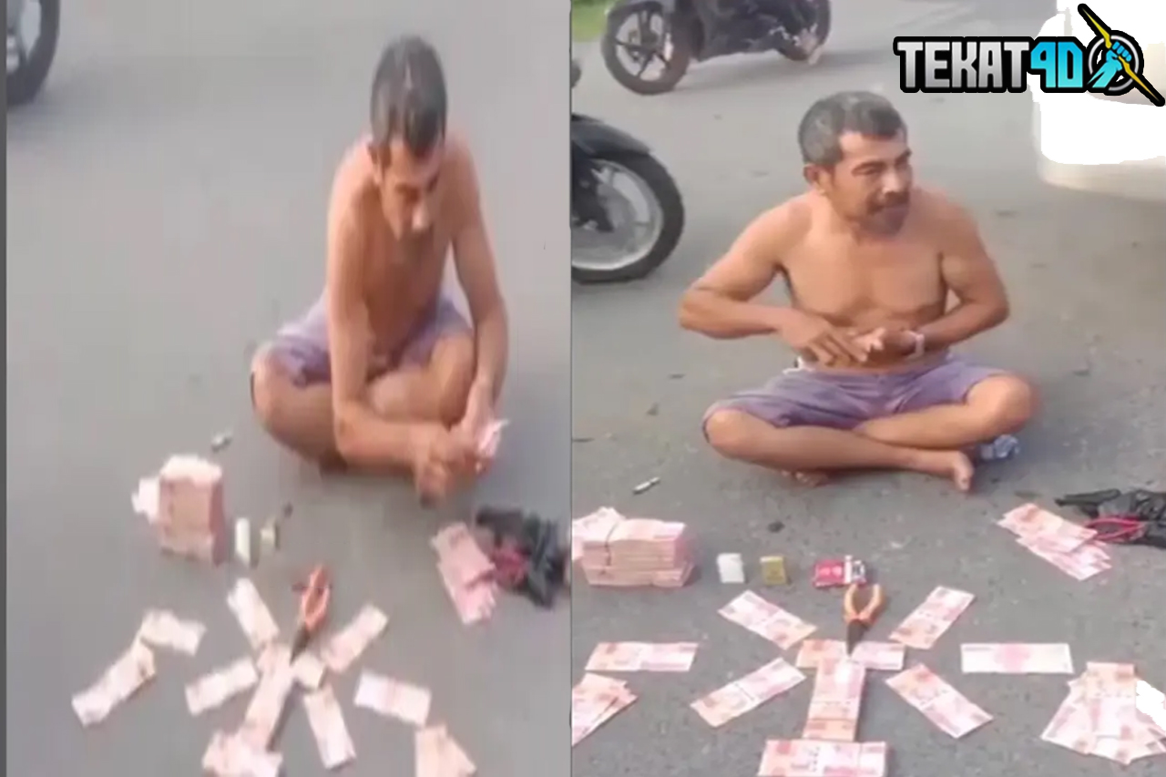 Viral Video Pria di Tapanuli Tengah Pamer Tumpukan Uang Rp100 Ribuan di Tengah Jalan