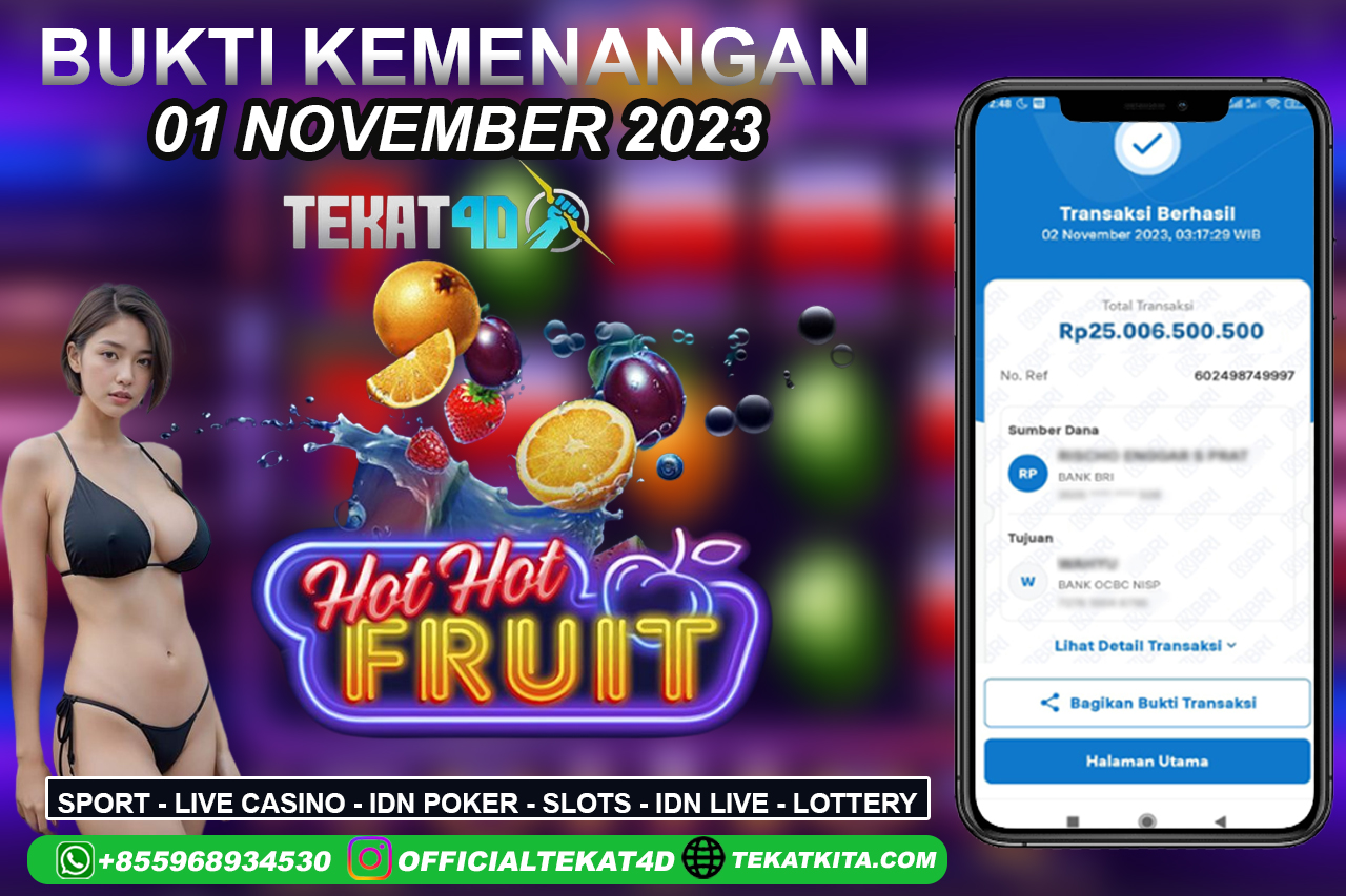 BUKTI KEMENANGAN TEKAT4D 02 NOVEMBER 2023