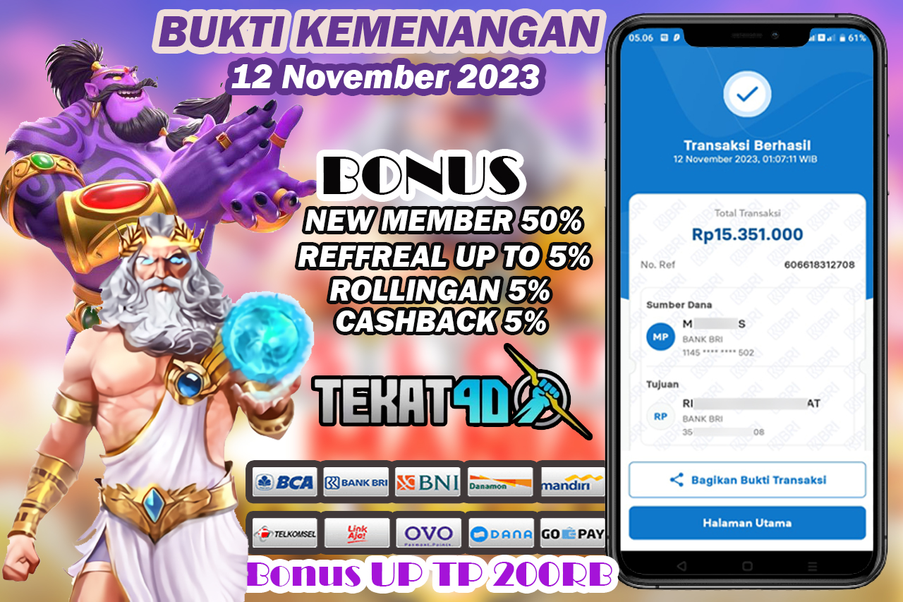 BUKTI KEMENANGAN TEKAT4D 12 NOVEMBER 2023