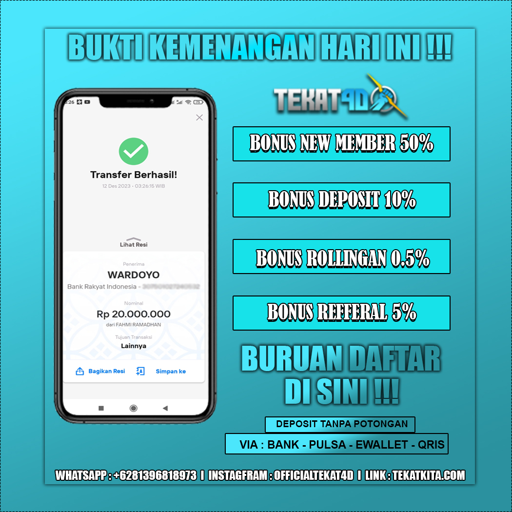 BUKTI KEMENANGAN TEKAT4D 12 DESEMBER 2023