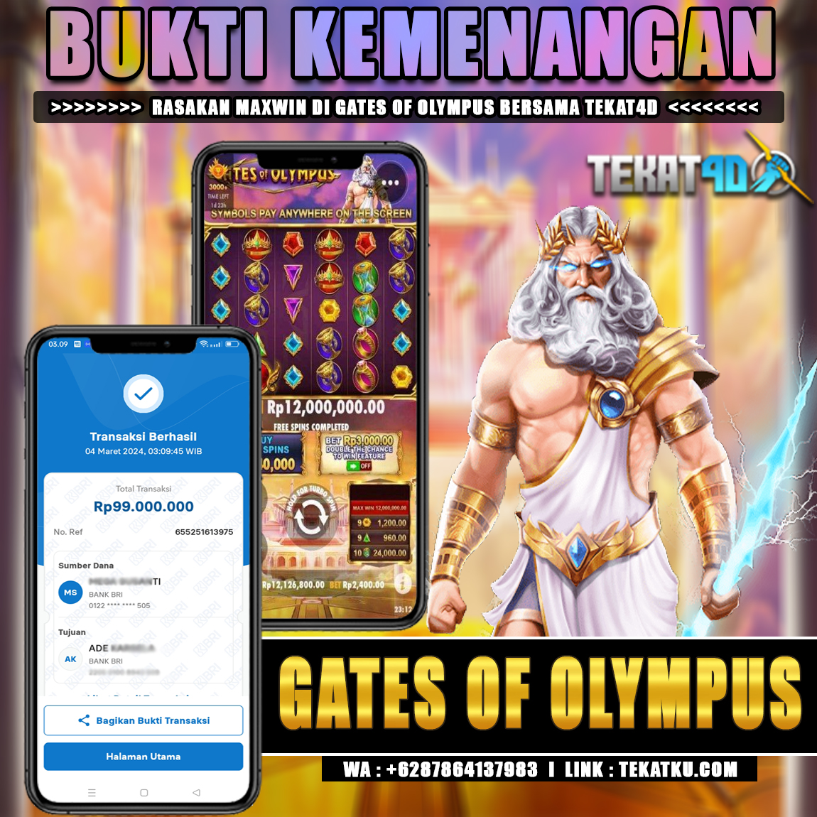 BUKTI KEMENANGAN TEKAT4D 04 MARET 2024