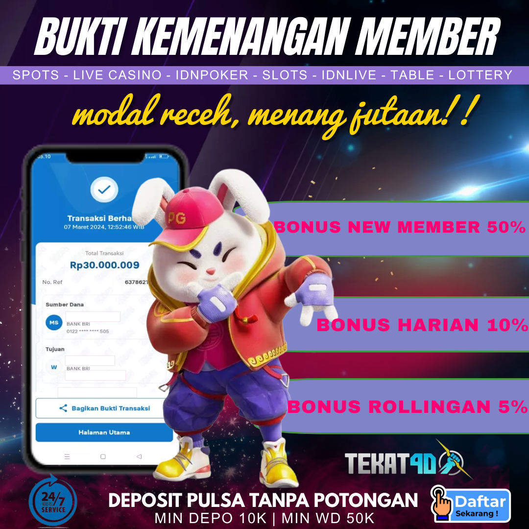 BUKTI KEMENANGAN TEKAT4D 08 MARET 2024