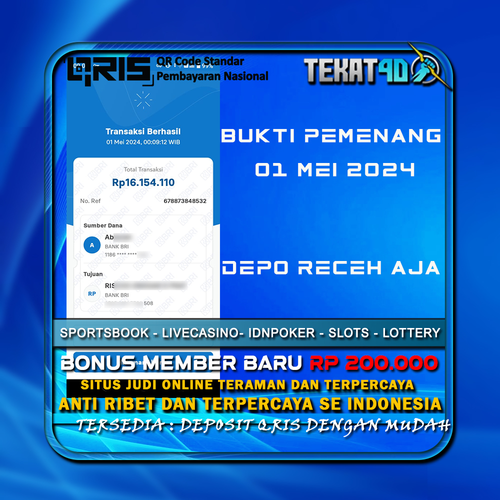 BUKTI KEMENANGAN TEKAT4D 01 MEI 2024