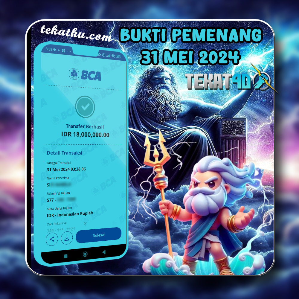 BUKTI KEMENANGAN TEKAT4D 31 MEI 2024