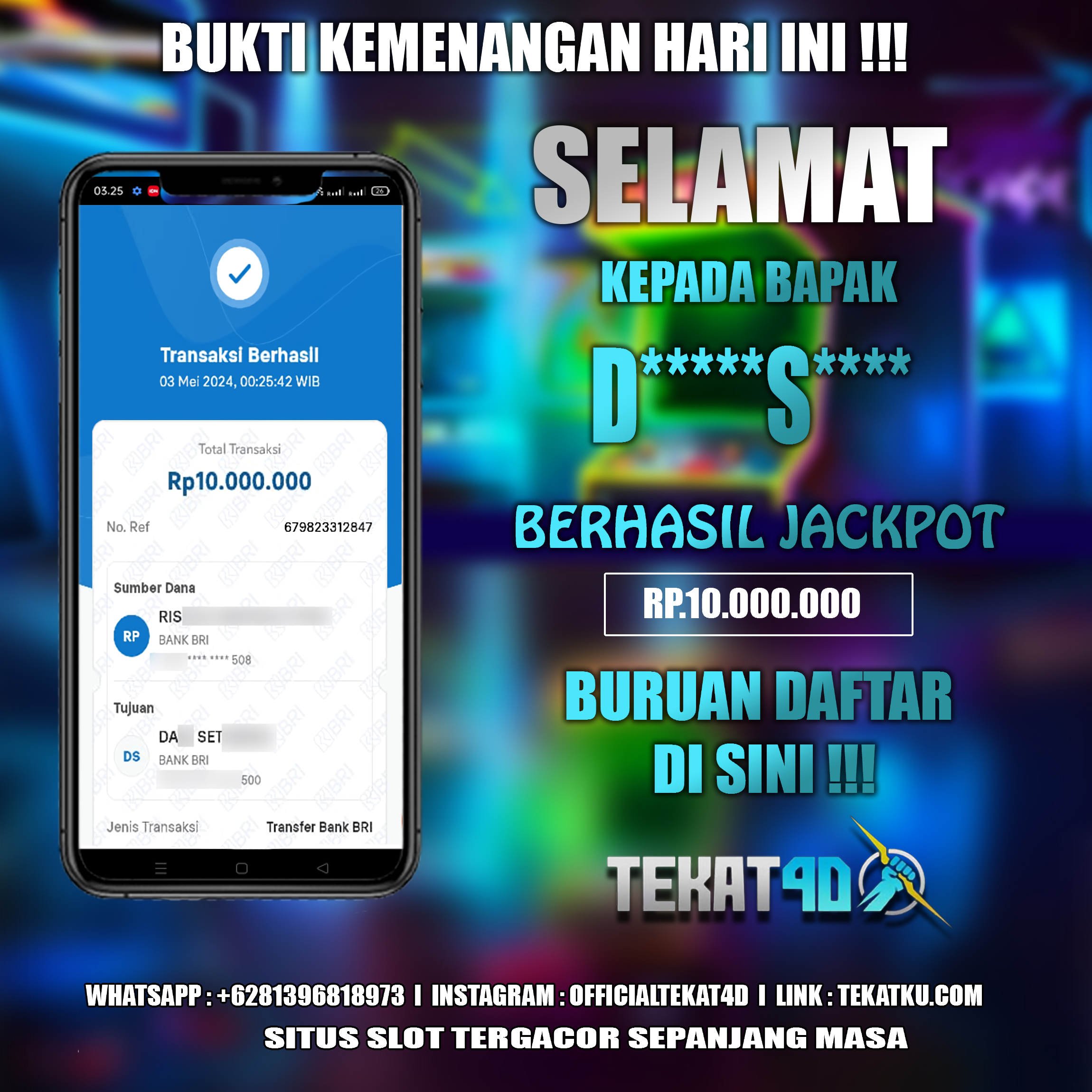 BUKTI KEMENANGAN TEKAT4D 03 MEI 2024