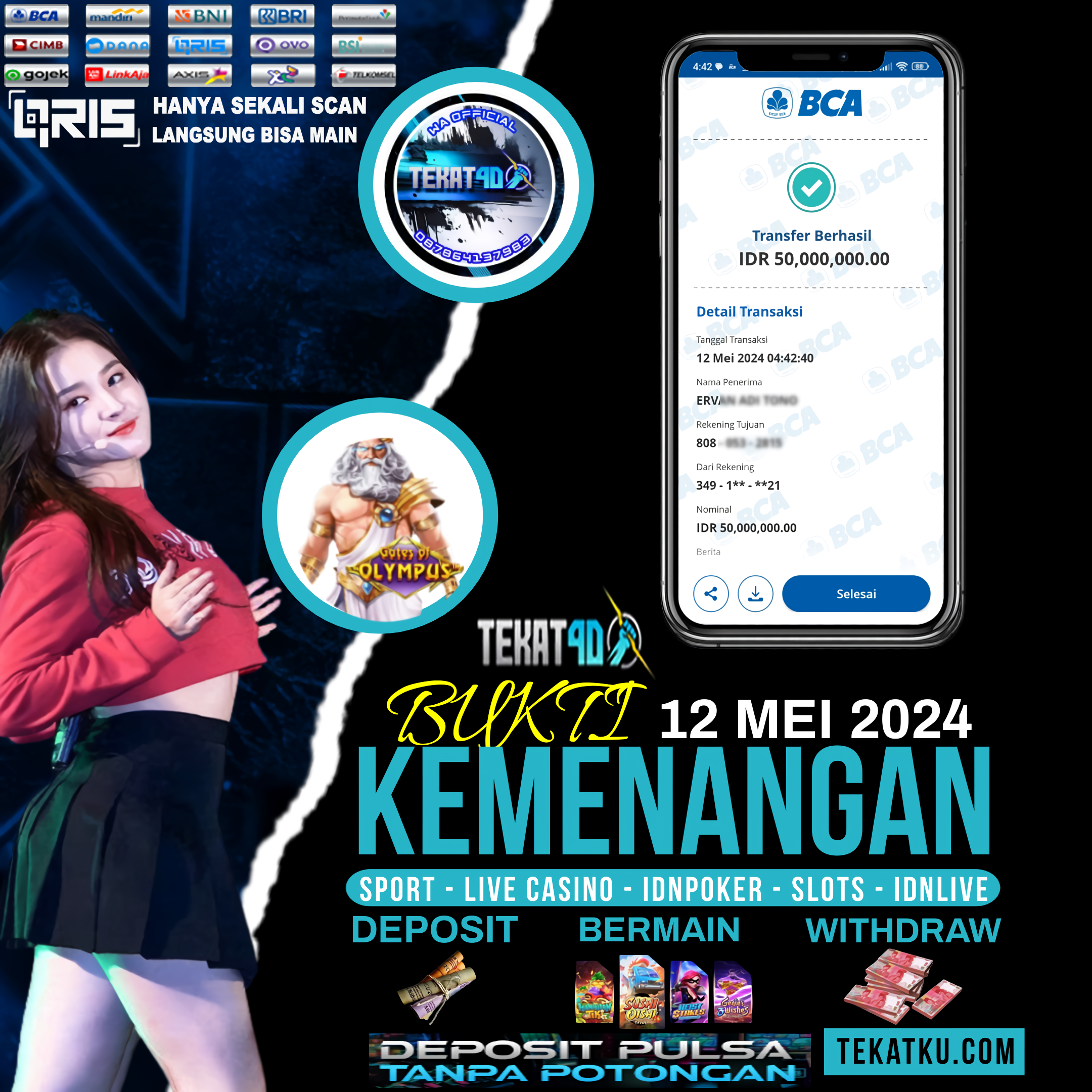 BUKTI KEMENANGAN TEKAT4D 12 MEI 2024