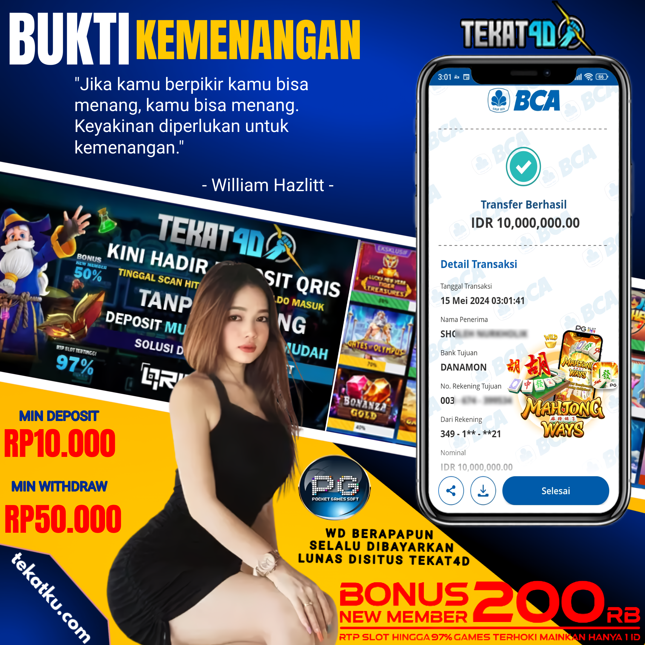 BUKTI KEMENANGAN TEKAT4D 15 MEI 2024