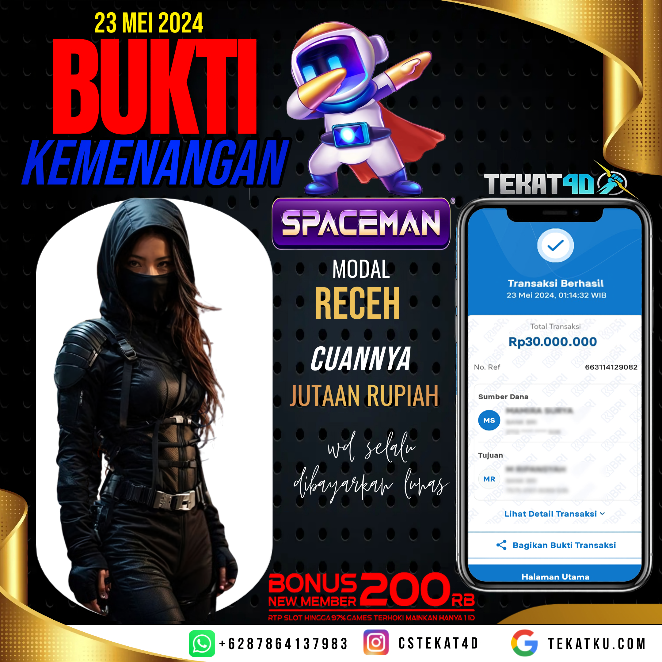 BUKTI KEMENANGAN TEKAT4D 23 MEI 2024