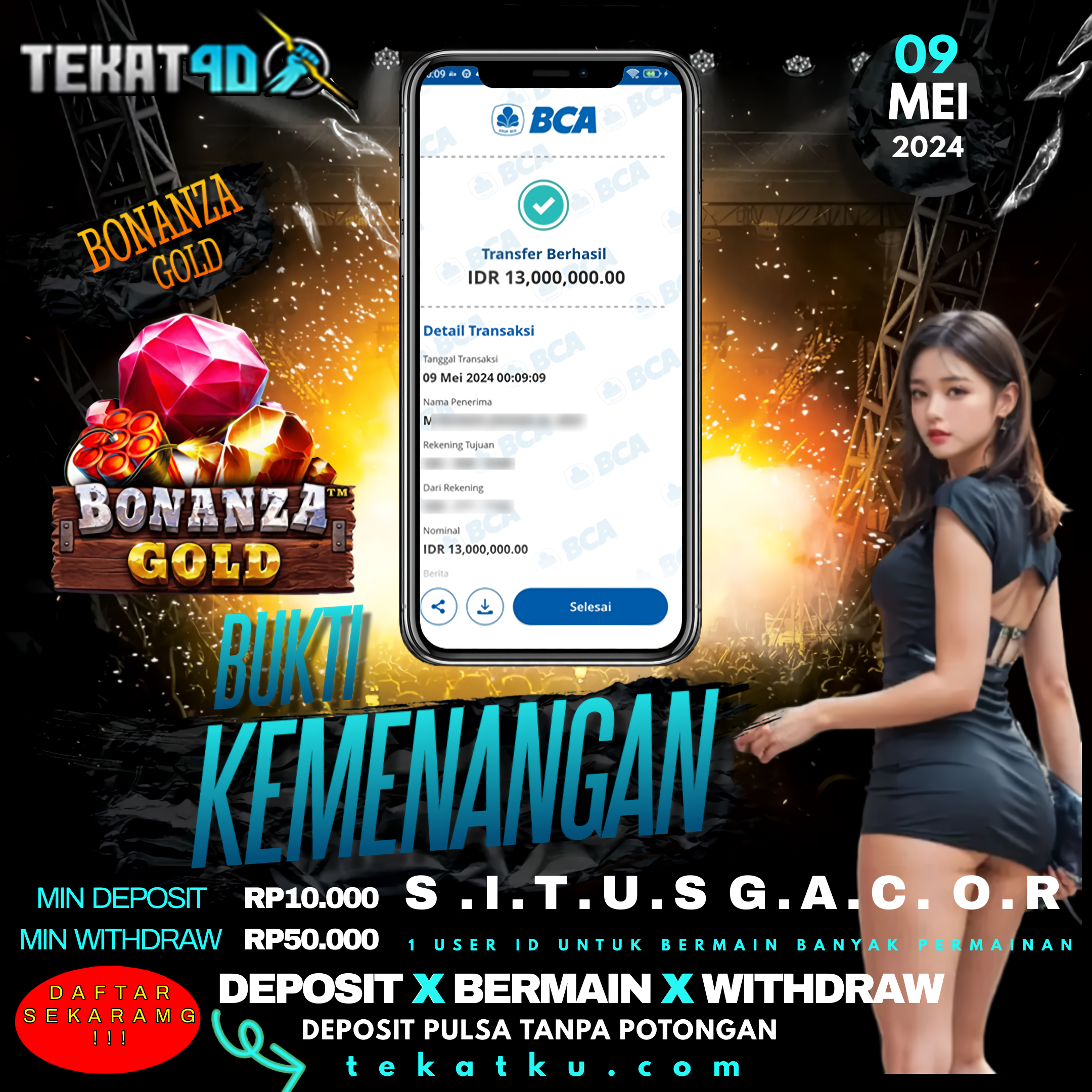 BUKTI KEMENANGAN TEKAT4D 09 MEI 2024