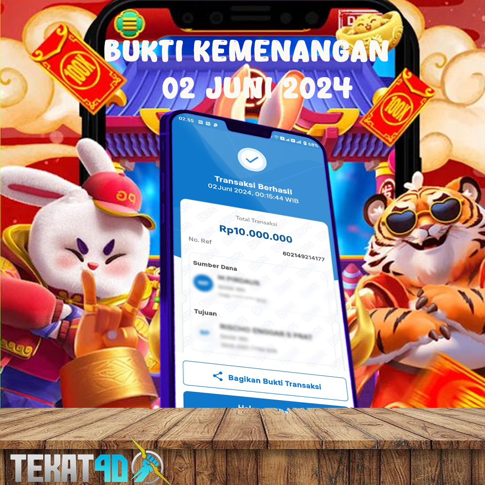 BUKTI KEMENANGAN TEKAT4D 02 JUNI 2024