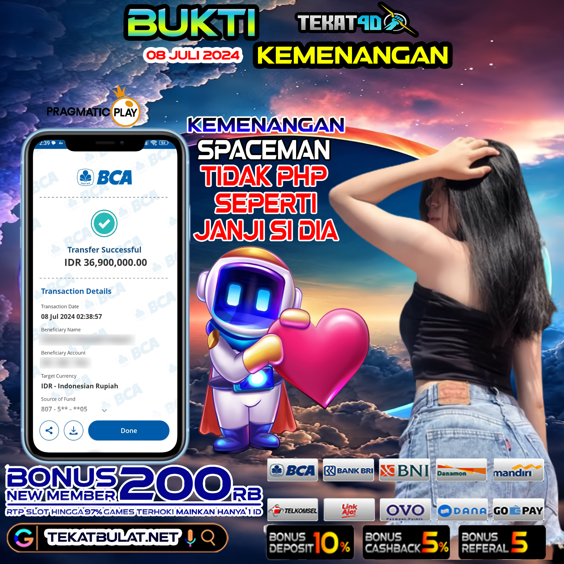 BUKTI KEMENANGAN TEKAT4D 08 JULI 2024