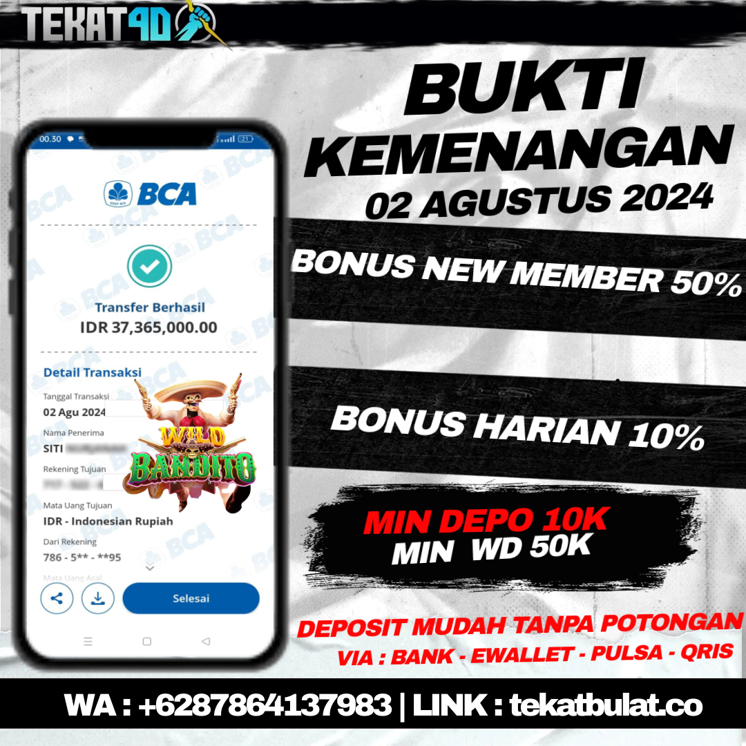 BUKTI KEMENANGAN TEKAT4D 02 AGUSTUS 2024