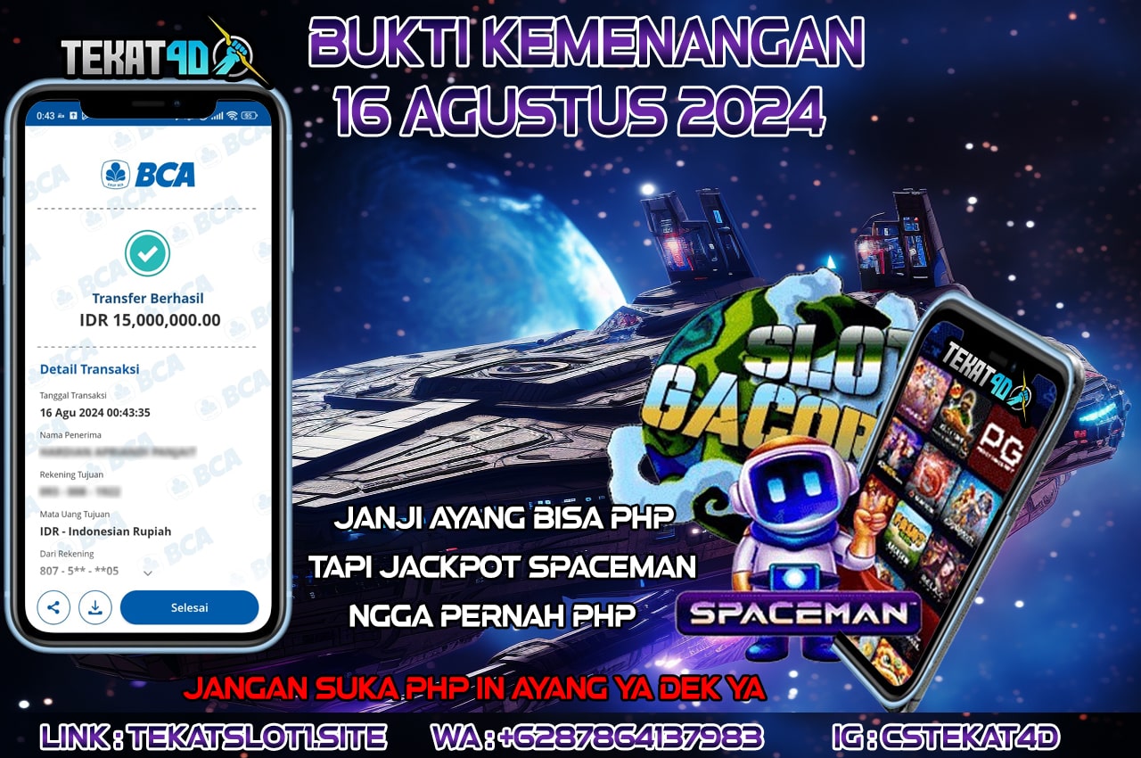 BUKTI KEMENANGAN TEKAT4D 16 AGUSTUS 2024