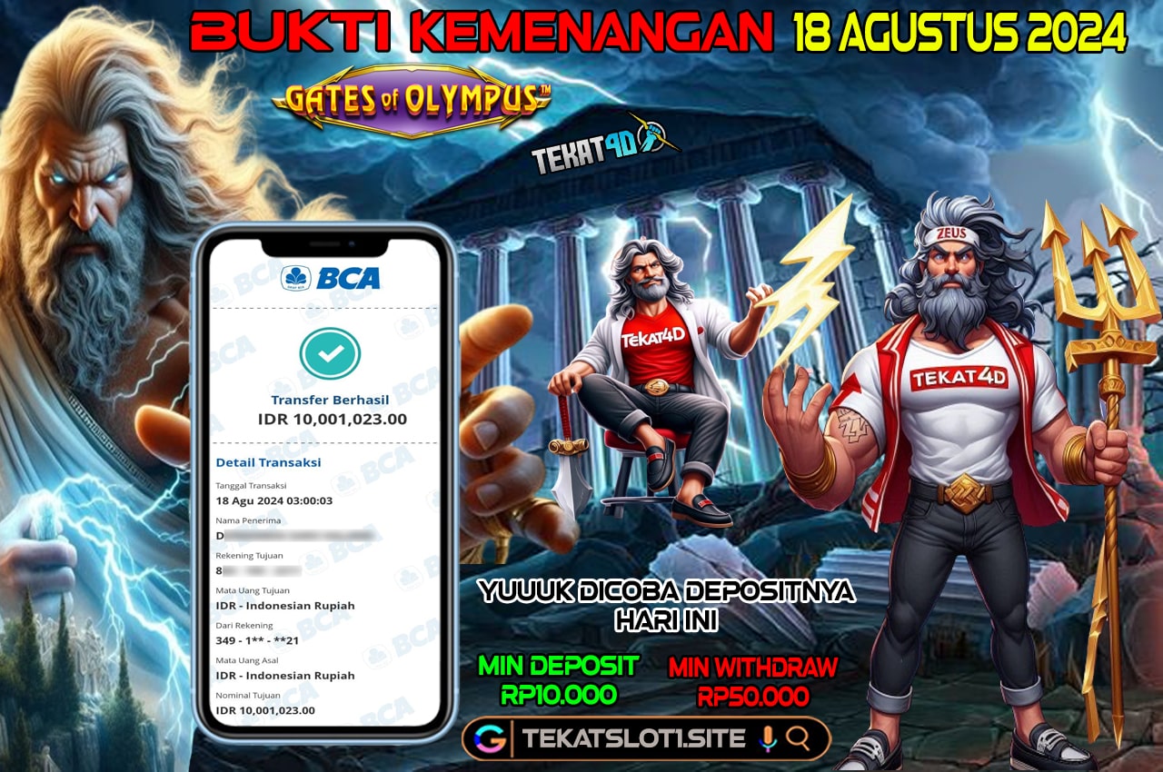 BUKTI KEMENANGAN TEKAT4D 18 AGUSTUS 2024