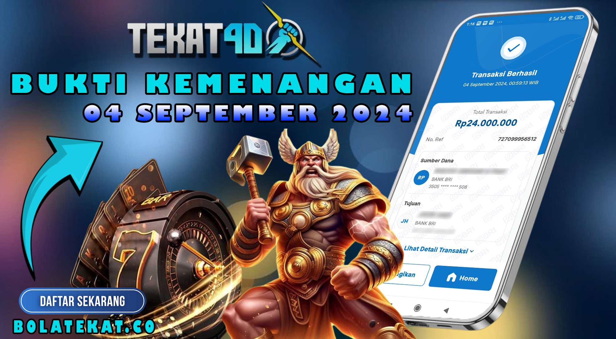 BUKTI KEMENANGAN TEKAT4D 04 SEPTEMBER 2024