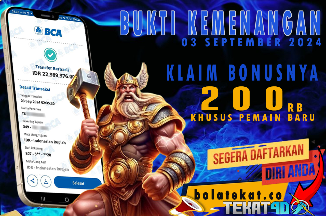 BUKTI KEMENANGAN TEKAT4D 02 SEPTEMBER 2024