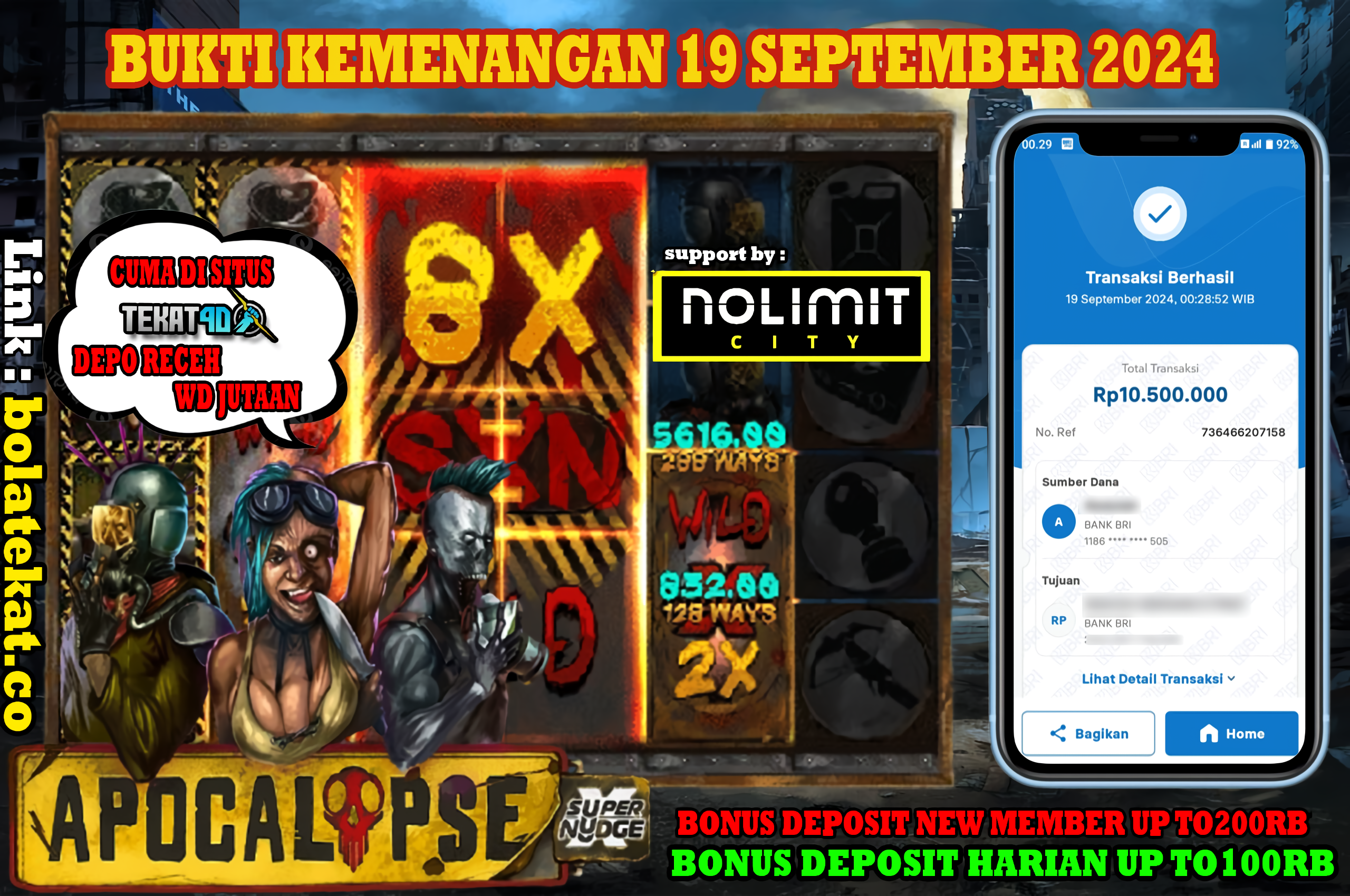 BUKTI KEMENANGAN TEKAT4D 19 SEPTEMBER 2024