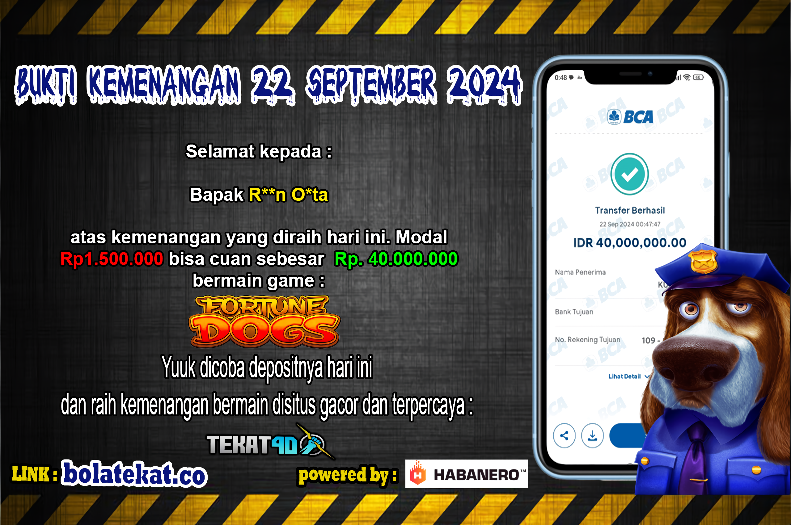 BUKTI KEMENANGAN TEKAT4D 22 SEPTEMBER 2024