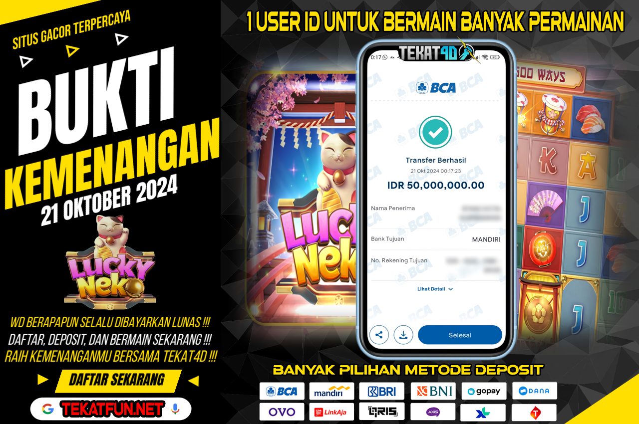 BUKTI KEMENANGAN TEKAT4D 21 OKTOBER 2024