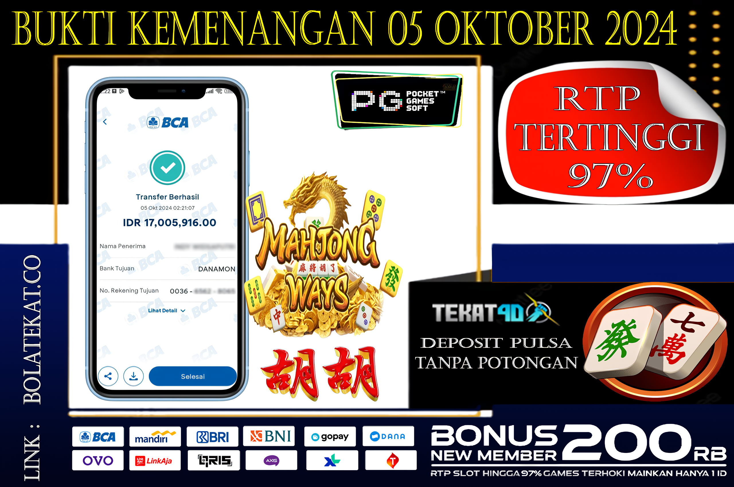 BUKTI KEMENANGAN TEKAT4D 05 OKTOBER 2024