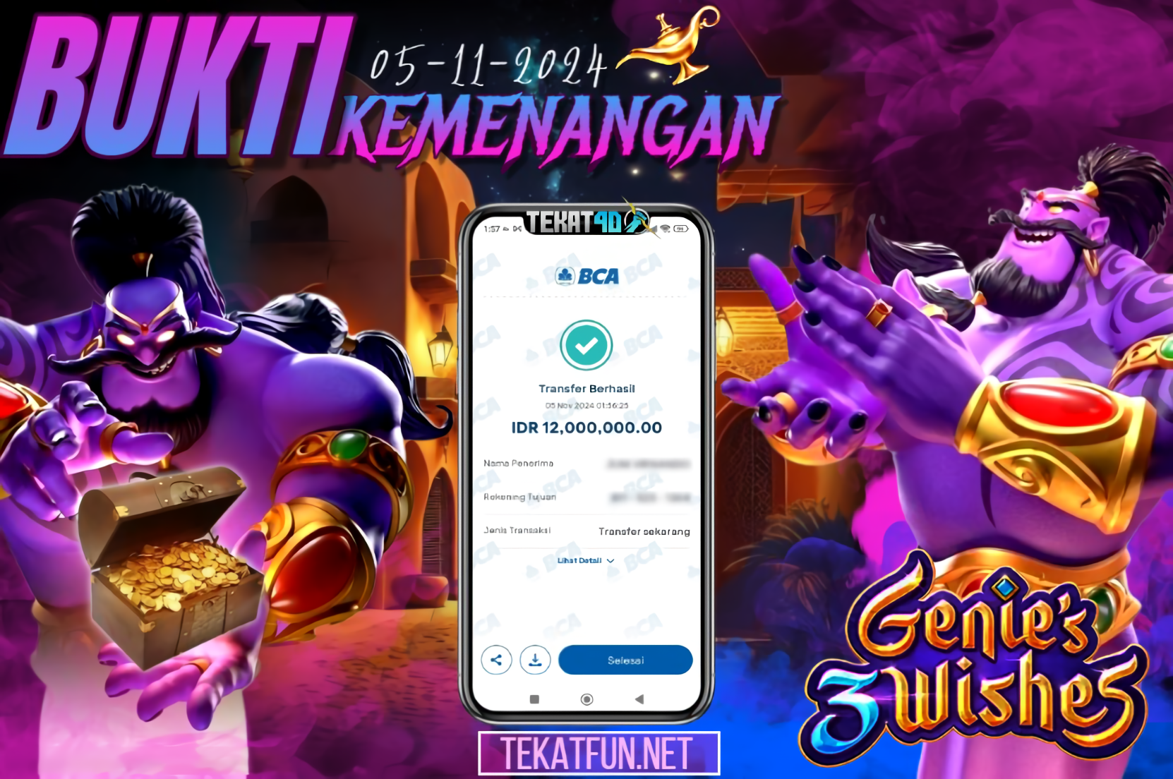 BUKTI KEMENANGAN TEKAT4D 05 NOVEMBER 2024