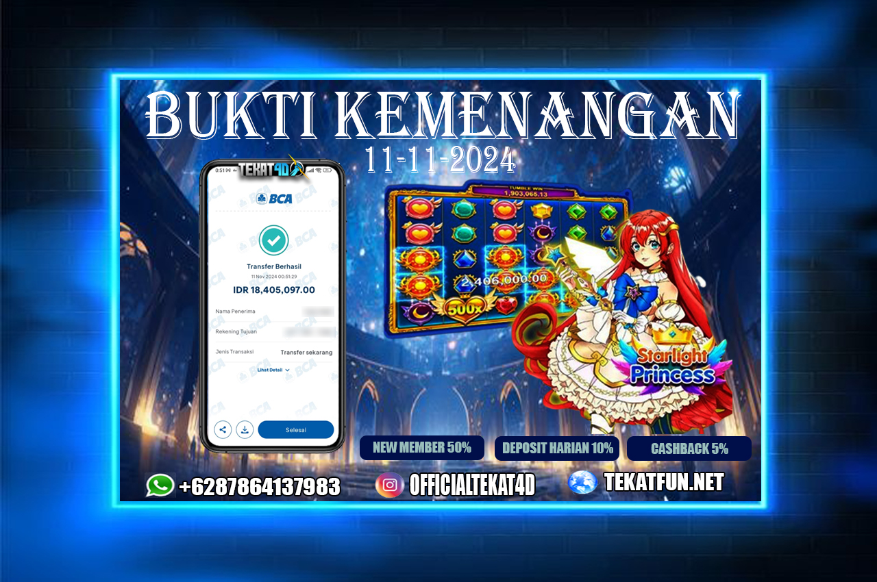 BUKTI KEMENANGAN TEKAT4D 11 NOVEMBER 2024