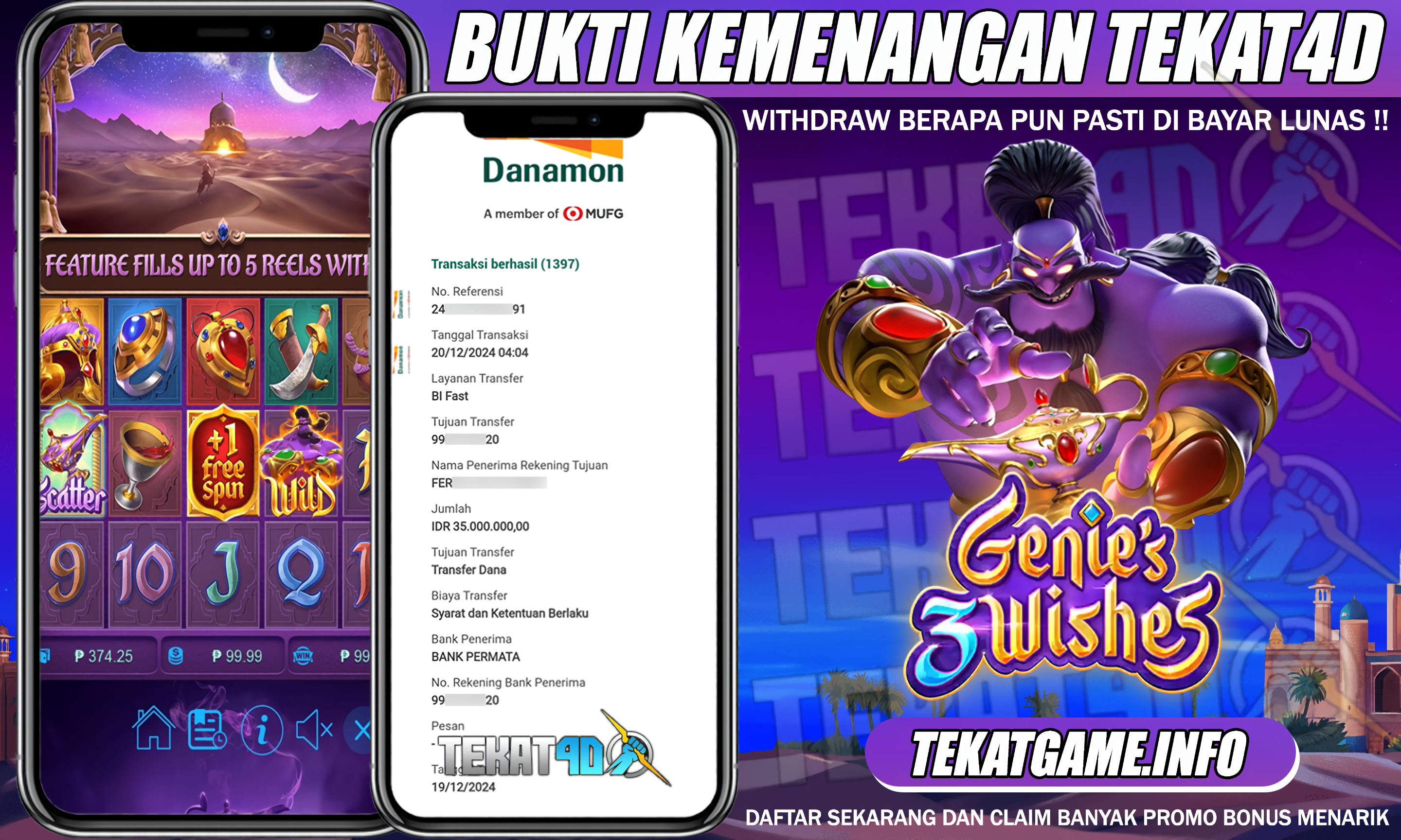 BUKTI KEMENANGAN TEKAT4D 20 DESEMBER 2024. TEKAT4D ADALAH SITUS BETINGAN ONLINE SLOT TERLENGKAP DAN TERPERCAYA