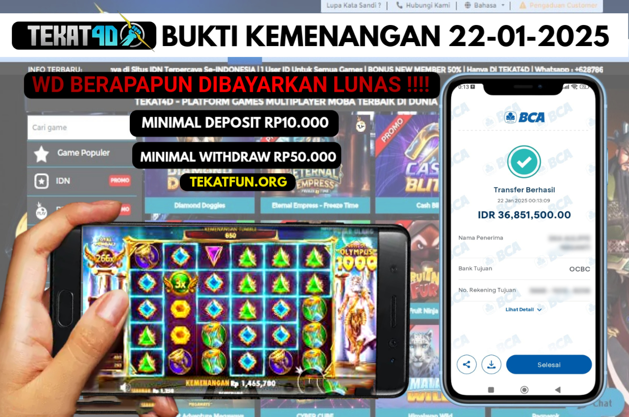 BUKTI KEMENANGAN TEKAT4D 22 JANUARI 2025