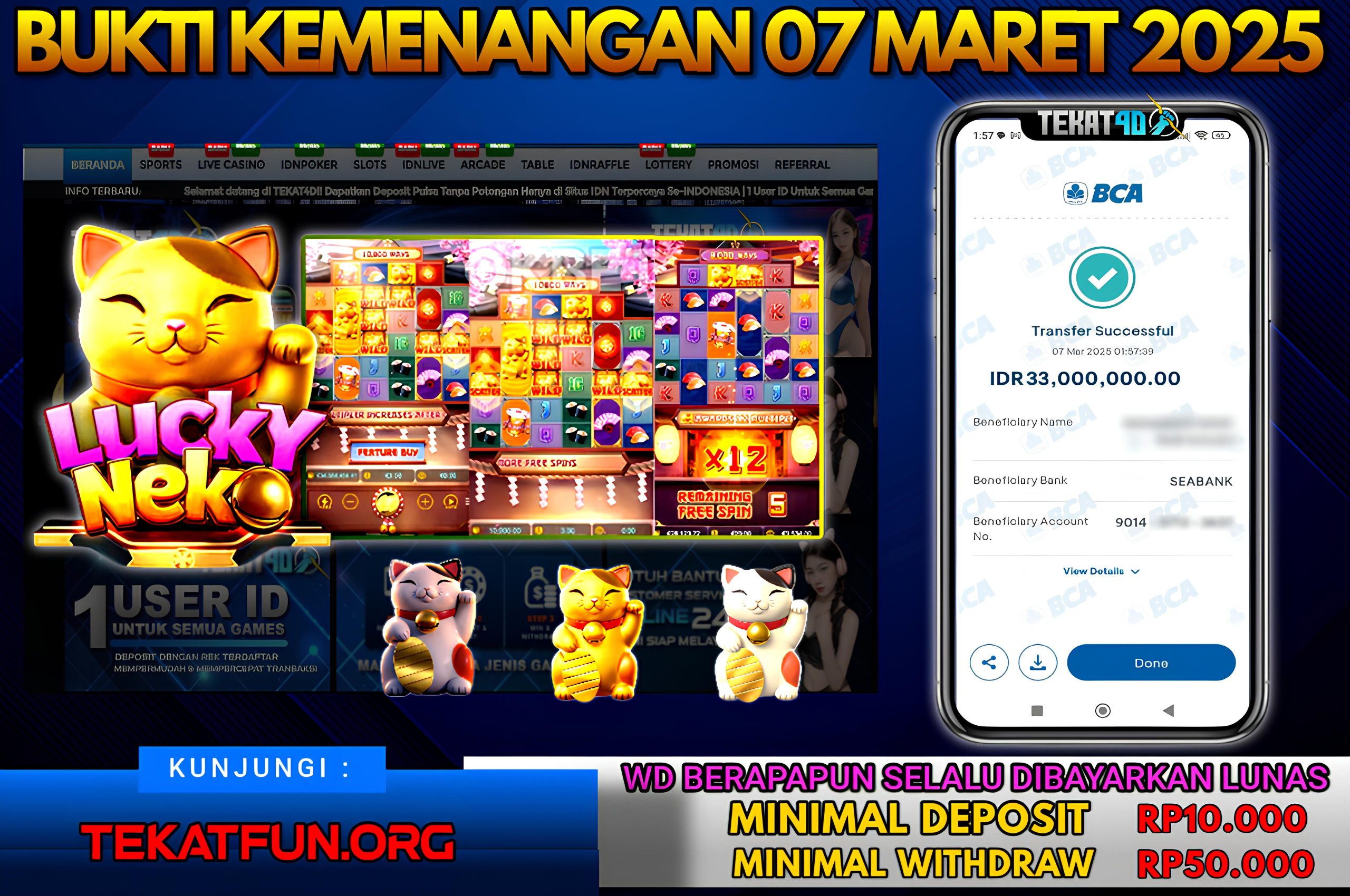 BUKTI KEMENANGAN TEKAT4D 07 MARET 2025