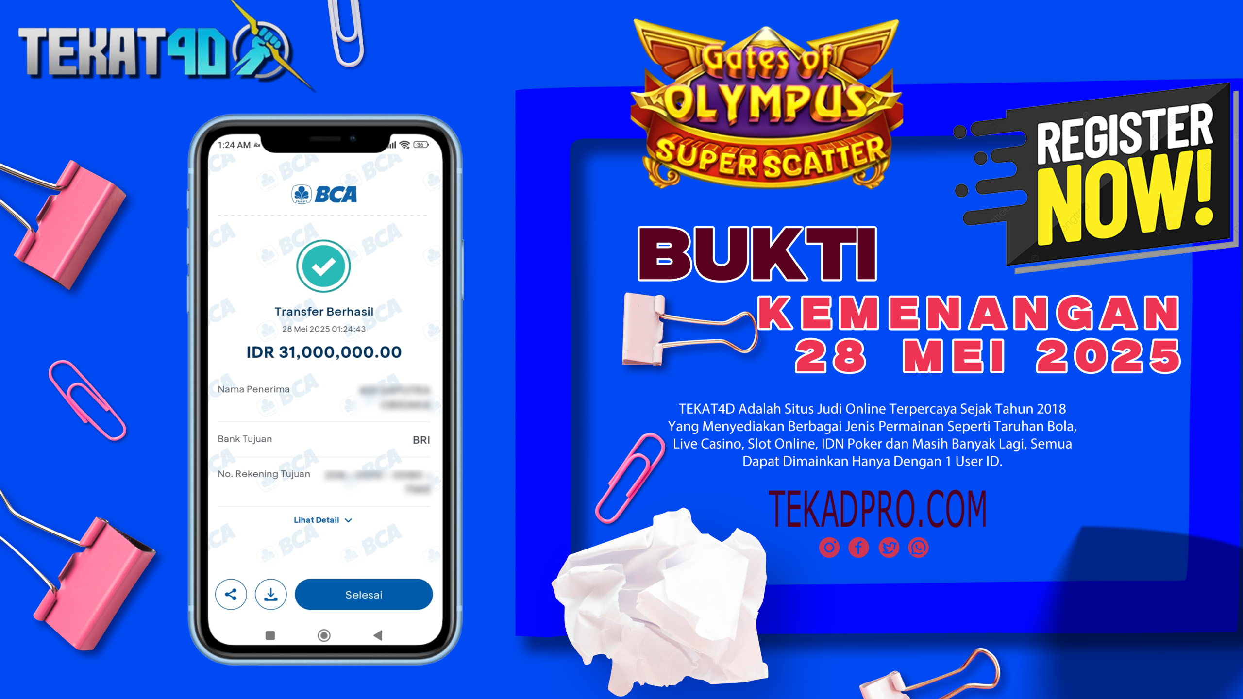 BUKTI KEMENANGAN TEKAT4D 28 MEI 2025