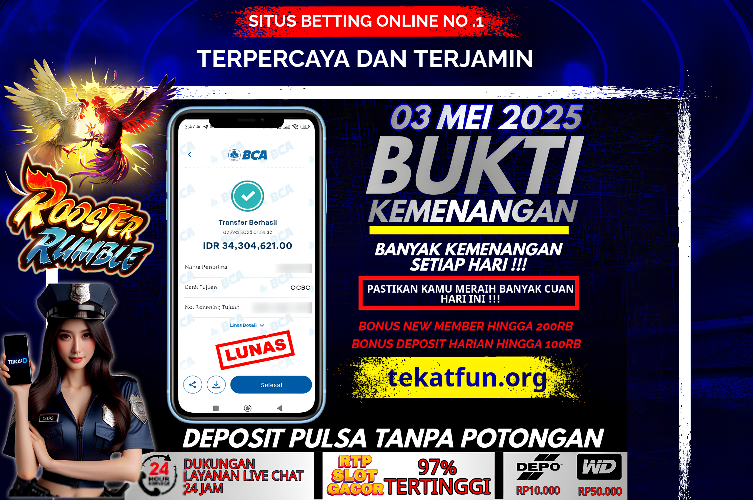 BUKTI KEMENANGAN TEKAT4D 03 MEI 2025