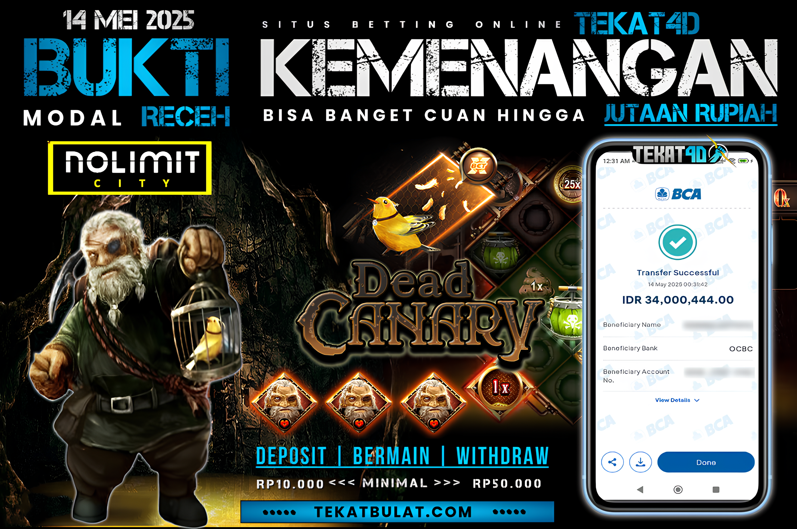 BUKTI KEMENANGAN TEKAT4D 14 MEI 2025
