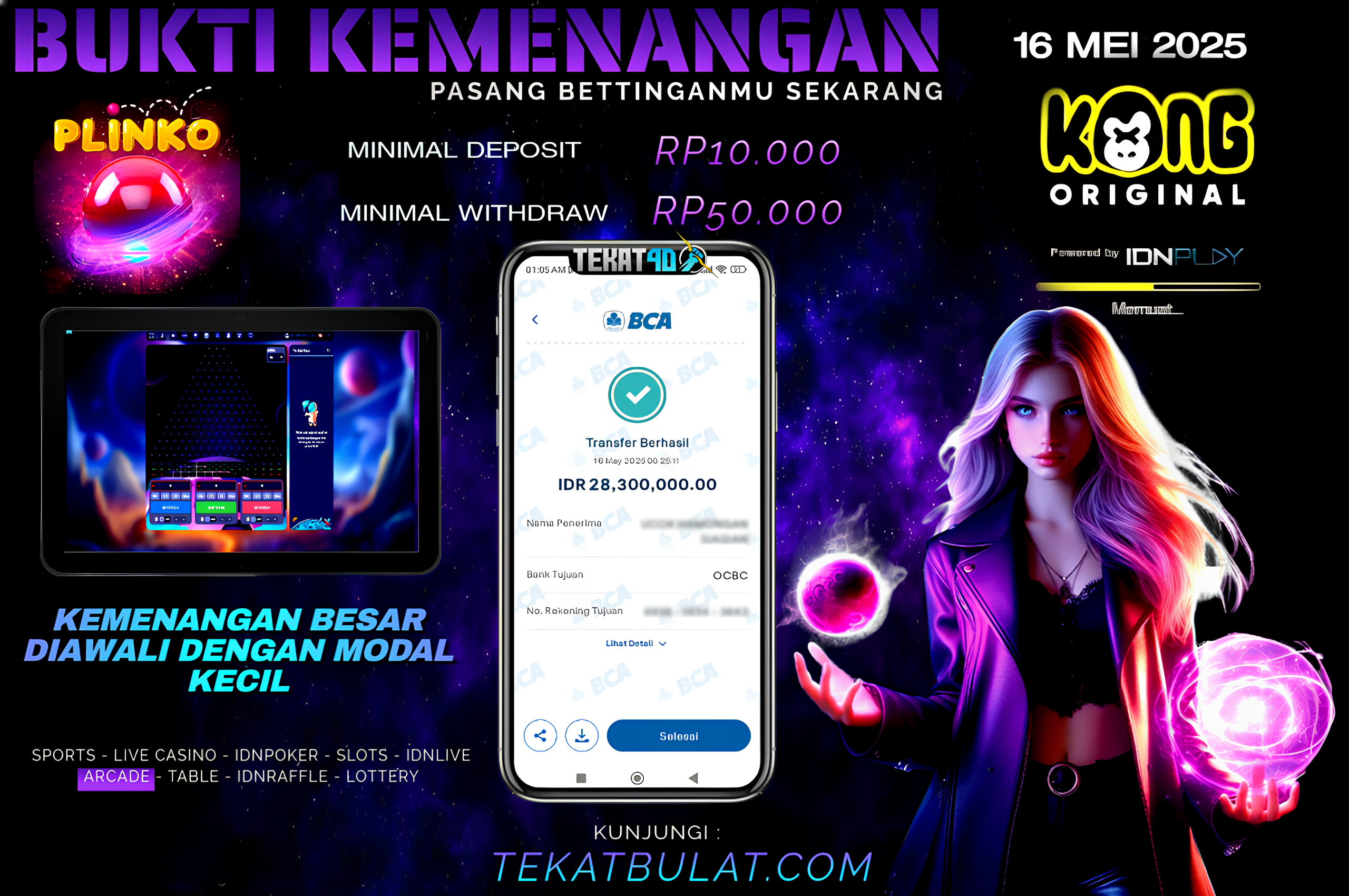 BUKTI KEMENANGAN TEKAT4D 16 MEI 2025