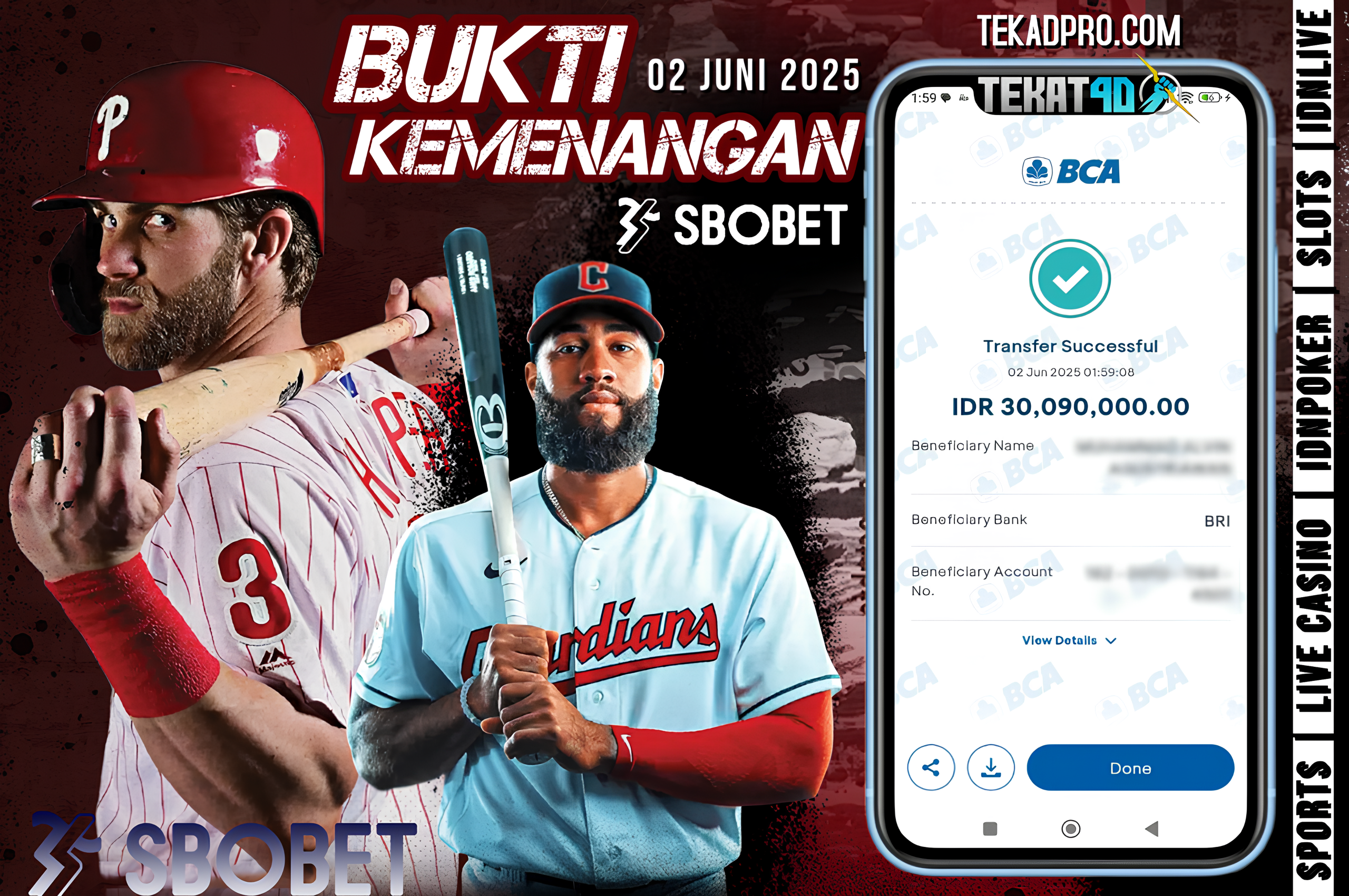 BUKTI KEMENANGAN TEKAT4D 02 JUNI 2025