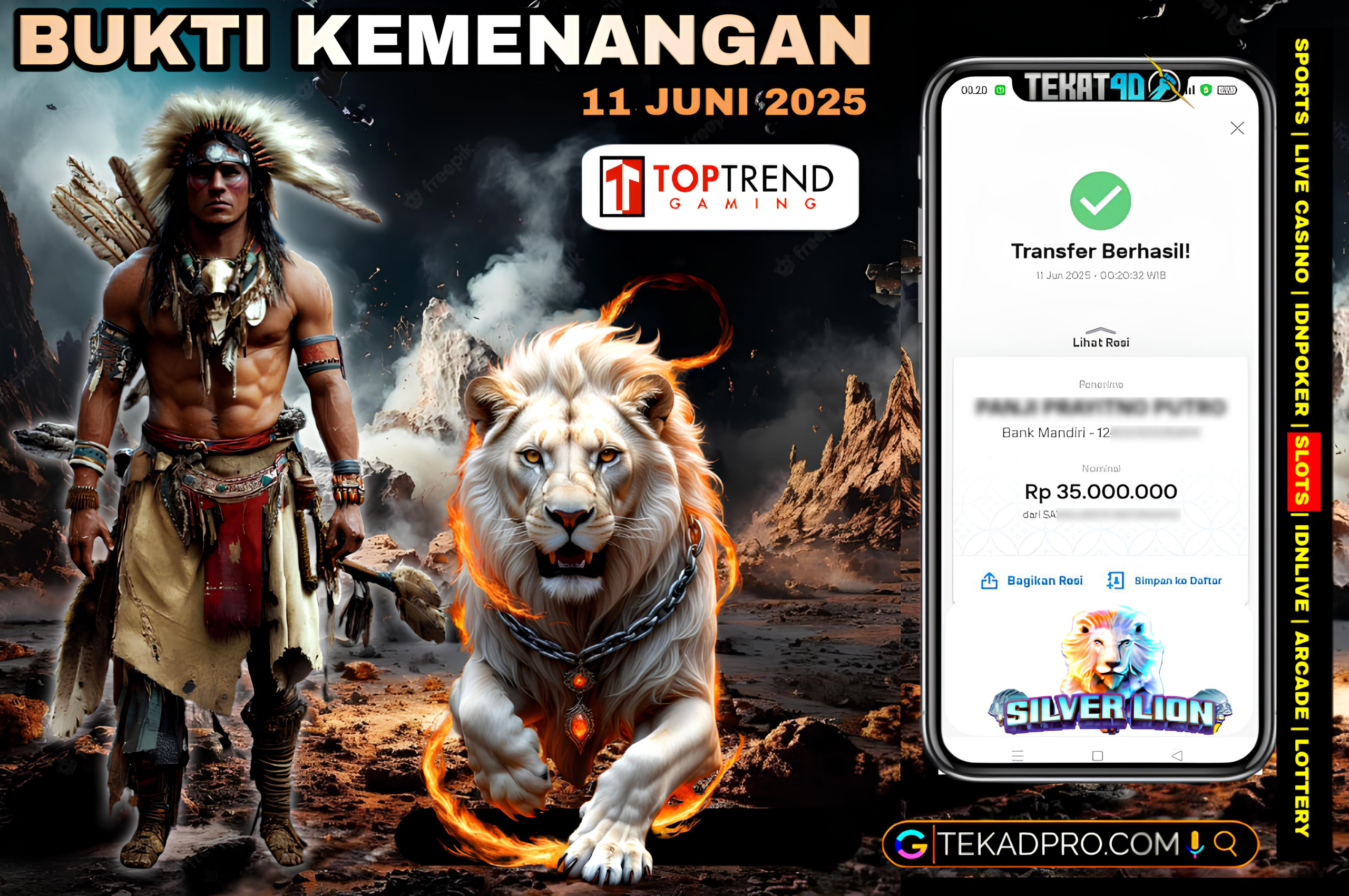 BUKTI KEMENANGAN TEKAT4D 11 JUNI 2025