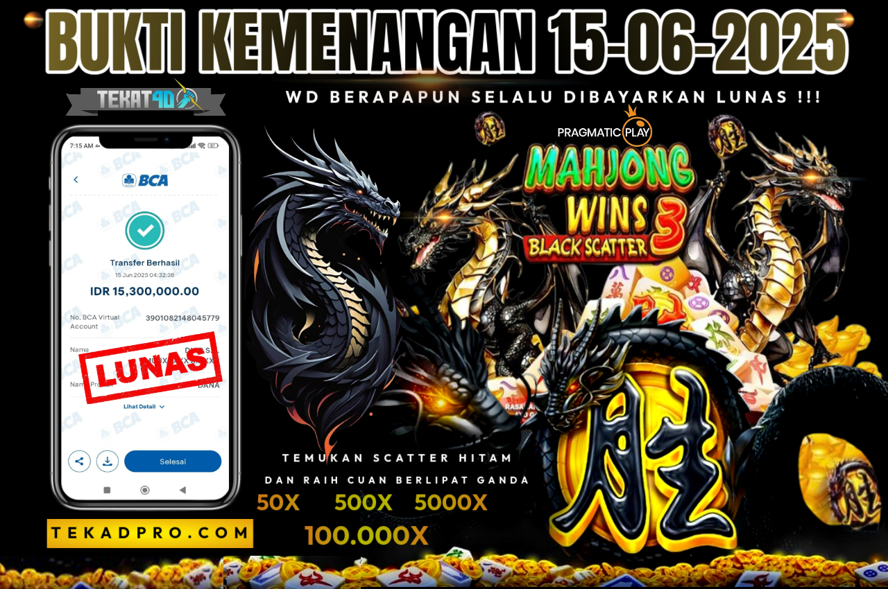 BUKTI KEMENANGAN TEKAT4D 15 JUNI 2025