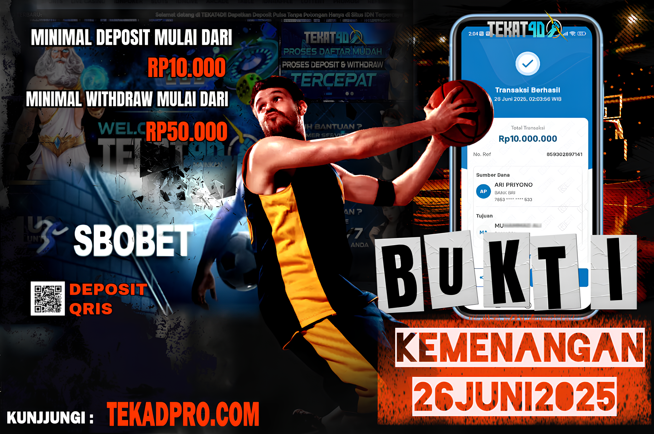 BUKTI KEMENANGAN TEKAT4D 26 JUNI 2025