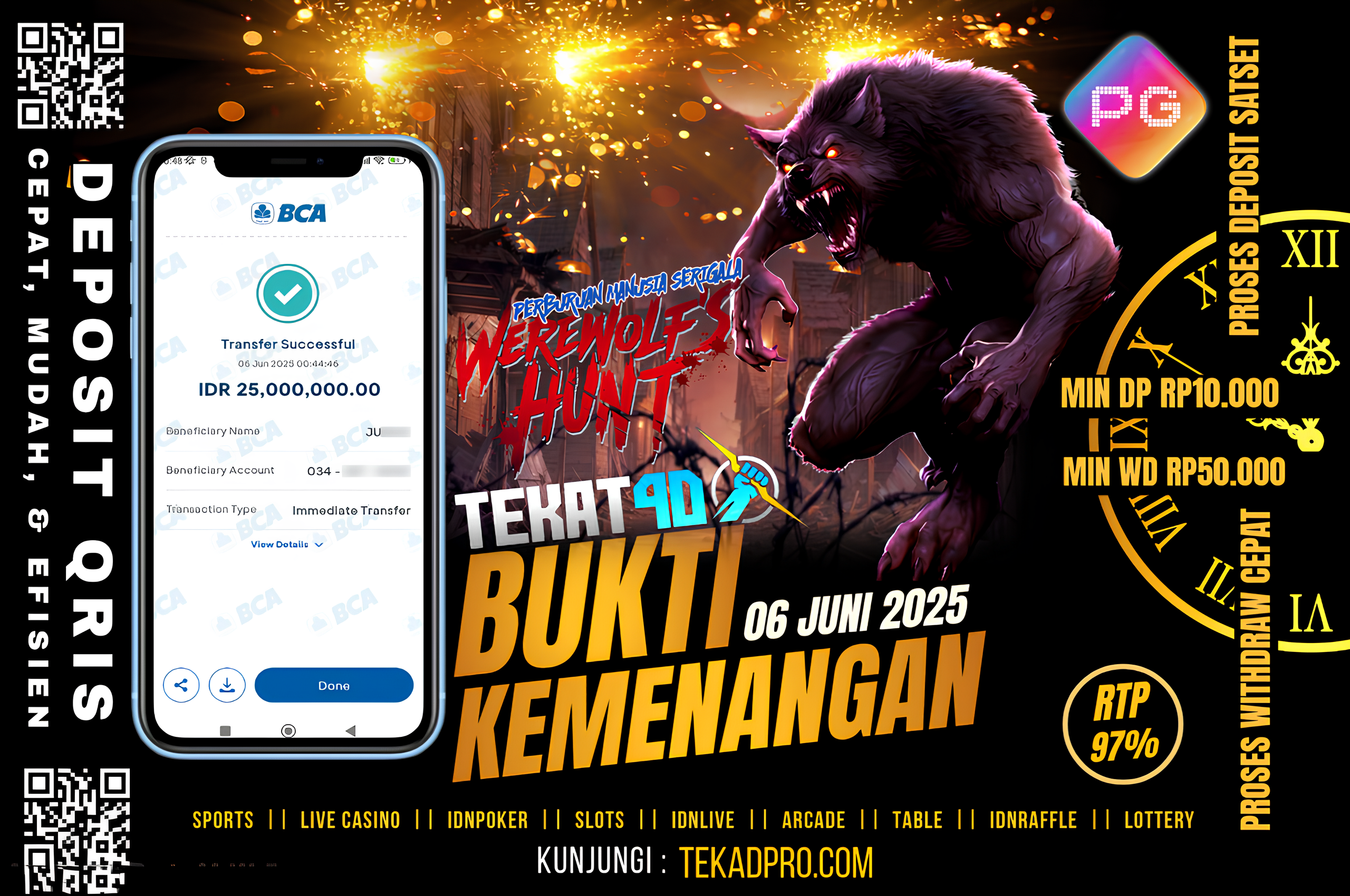 BUKTI KEMENANGAN TEKAT4D 06 JUNI 2025