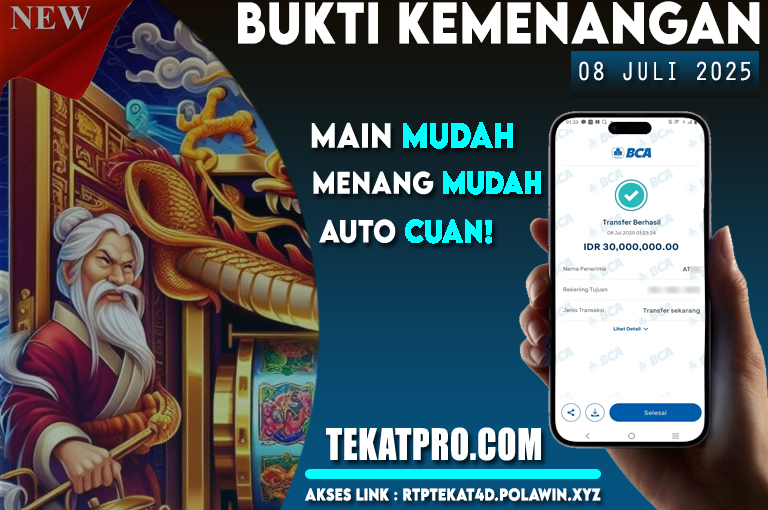 BUKTI KEMENANGAN TEKAT4D 08 JULI 2025