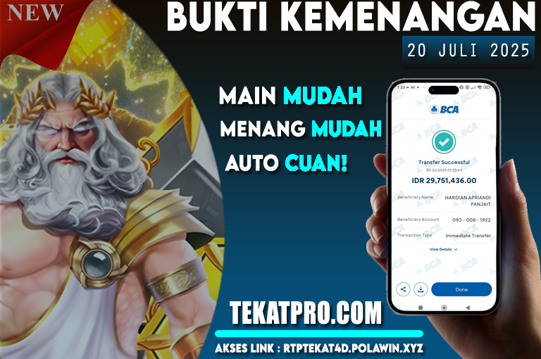 BUKTI KEMENANGAN TEKAT4D 20 JULI 2025
